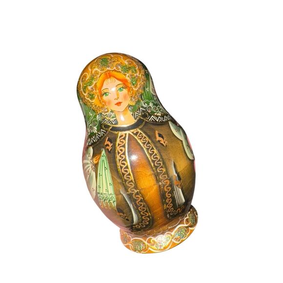 VINTAGE 5 Pc RUSSIAN‎ NESTING DOLLS SIGNED Paguohoba Russia Beautiful Hand Paint - Picture 2 of 16